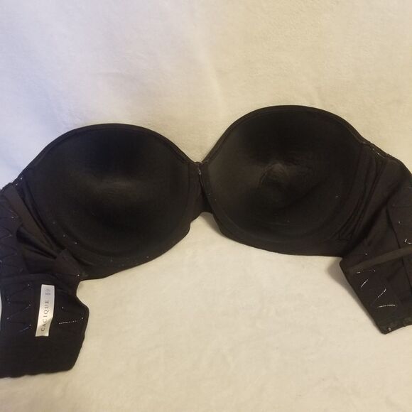 Cacique 42H Strapless Bra Black Underwire Support Grip Padded Classic - Picture 3 of 7
